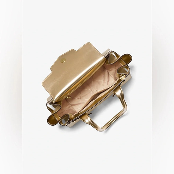 NWT-Michael Kors Carmen Medium Metallic Belted Satchel - Picture 3 of 5